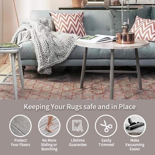 Rug Pads for Hardwood Floors, Non Slip Carpet Pad, 5 * 7FT Provides Protection and Cushion, Keep Your Rugs Safe and in Place, Thickened