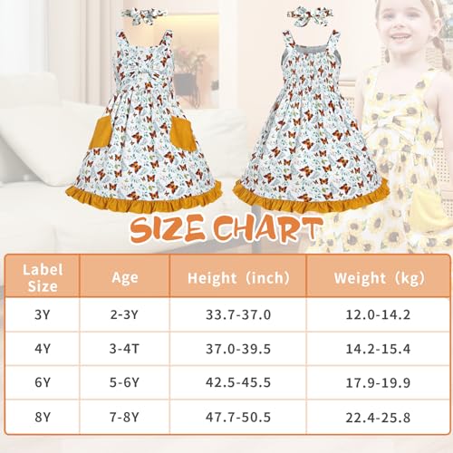 LIFAky Toddler Girl Dress Sleeveless Sunflower Print Sundress with Pockets Summer Outfits Set