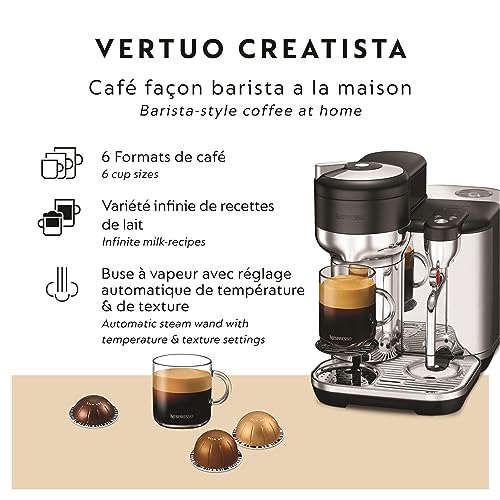 Nespresso the Vertuo Creatista Coffee and Espresso Maker by Breville, BVE850BST, Black Stainless Steel