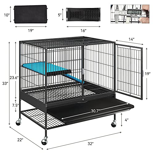 YITAHOME Metal 2-Tiers Small Animal Cages for Adult Rats Ferret Chinchilla Guinea Pig Large Hamster Indoor Critter Nation Cage Single-Story