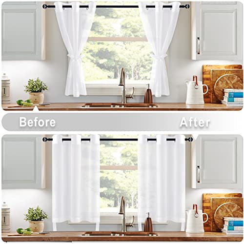 Hiasan Sheer Curtains 84 Inches Long with Tiebacks, Light Filtering Semi Transparent Lightweight Voile Grommet Window Curtains for Bedroom, Living Room, W52 x L84, Blush Pink, Set of 2 Drape Panels