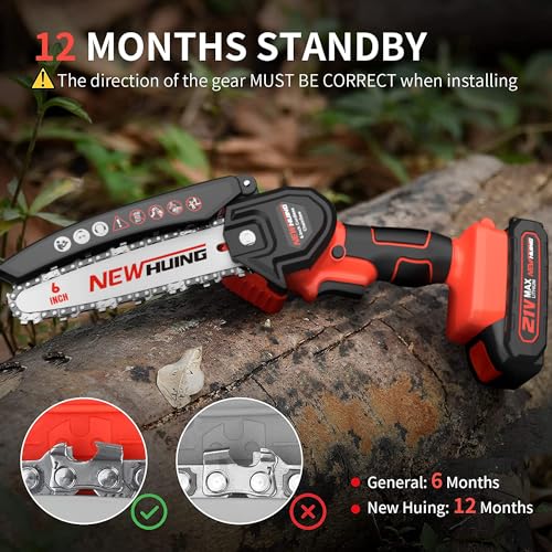 Mini Cordless Chainsaw Kit, Upgraded 6" One-Hand Handheld Electric Portable Chainsaw, 21V Rechargeable Battery Operated, for Tree Trimming and Branch Wood Cutting by New Huing