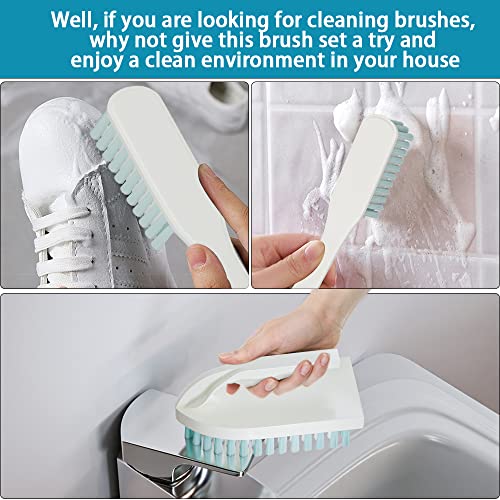 CN1ST 6 PCS Cleaning Brush, Scrub Brush Set for Kitchen and Bathroom Household Use with Various Brushes for Cleaning Dishes, Tiles, Corners and Floors Sky Blue