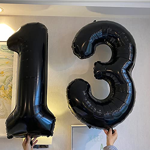 Black 30 Number Balloons Giant Jumbo Number 30 Foil Mylar Balloons for Women Men 30th Birthday Party Supplies 30 Anniversary Events Decorations