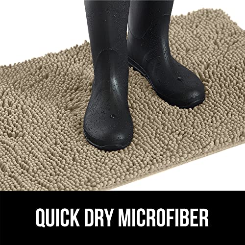 Gorilla Grip Soak Stopper Washable Chenille Dog Doormat, Muddy Paws, Dogs Bed Mats, Rubber Backing, Absorbent Quick Dry Microfiber, Inside Front Door Mat, 70x24, Light Gray