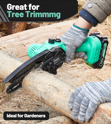 Tietoc Mini Chainsaw 6 Inch Cordless [With 2Pcs 21V Batteries] [2024 Upgrade] Portable Electric Chain Saw, Small Handheld Battery Powered Super Saws for Tree Branches, Courtyard, Household & Garden