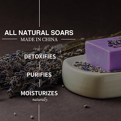Natural Soap Bar, Handmade Natural Cleansing Moisturizing, Lavender, White Tea, Coconut Milk, Plant Essential Oil, Charcoal Oil Control and Aloe Mint, for Men and Women (4 oz, 6 Bars)
