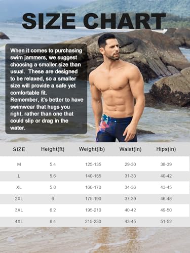 361° Swim Jammers for Men, Pro Racing Training Swimsuit, Chlorine Resistant Endurance Swimming Pants M