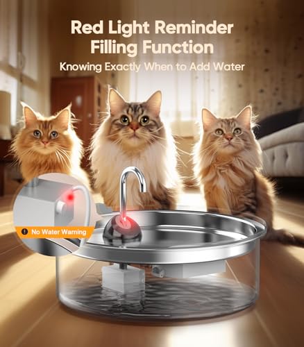 oneisall Cat Water Fountain Stainless Steel,1.8G /7L/230oz Cat Water Fountain for Multi-Cat Home/Water Fountain for Cats Inside with Smart Quiet Pump/Pet Water Fountain Easy to Clean and Disassemble