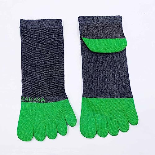 ZAKASA Mens Ankle Toe Socks Athletic Running Five Finger Socks Cotton Low Cut No Show Socks 5 Pairs Size 8-15 Multicolor