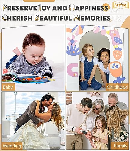 Artfeel Photo Album Self Adhesive Scrapbook Album,Photo Book for 4x6,5x7,8x10 Pictures,DIY Linen Cover Album for Baby Wedding Family,with Metallic Pen and Scraper