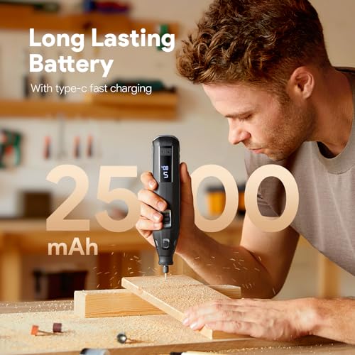 DEPSTECH 12V Cordless Rotary Tool with Display Screen, 5000-35000RPM, 2.5Ah Battery 18W Fast Charging, Power Multi Tool Kit with Featured 48Pcs Accessories, EVA Bag, for DIY Projects/Home Repair/Craft