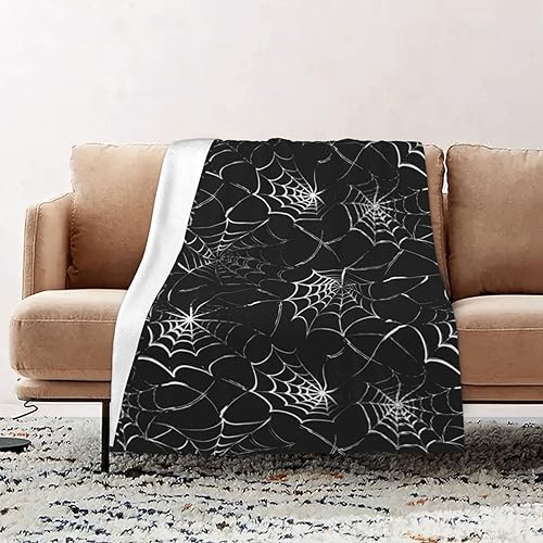 Artlunar Spider Web Throw Blanket Gothic Black Blanket Skeleton Blanket Witch Blanket for Skull Bedding Goth Bedding Haunted Mansion Couch Sofa Bed Chair Use, (Spider Web 50x60 Inch)