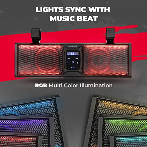 KEMIMOTO UTV Sound Bar 16 Inch SoundBar UTV Sound System SXS Speakers Bluetooth-Compatible with Multicolor LED Lighting Compatible with Polaris RZR Can-Am Defender Maverick X3 CFMOTO ZFORCE