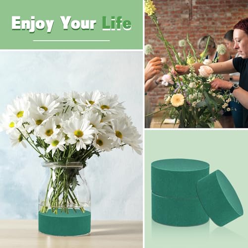 4Pcs Floral Foam Round SUPKING 3.2" Green Wet Dry Flower Foam Blocks Florist Plant Foam for Artificial and Fresh Flower Arrangement