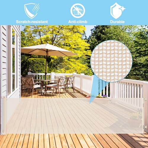 Mom's Choice Awards Winner - 120 Inch Extra Wide Baby Gate for Large Opening Retractable Baby Gates for Doorway Extra Long Dog Gate for the House Outdoor Large Pet Gates for Dog Indoor Mesh Child Gate