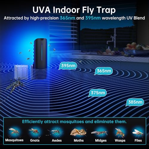 Fruit Fly Traps Indoor for Home: Plug in Mosquito Bug Zapper Gnat Moth Catcher with 9W Night UV Light, 2 Devices 20 Sticky Glue Board Refills for Indoors Flying Insect Trap