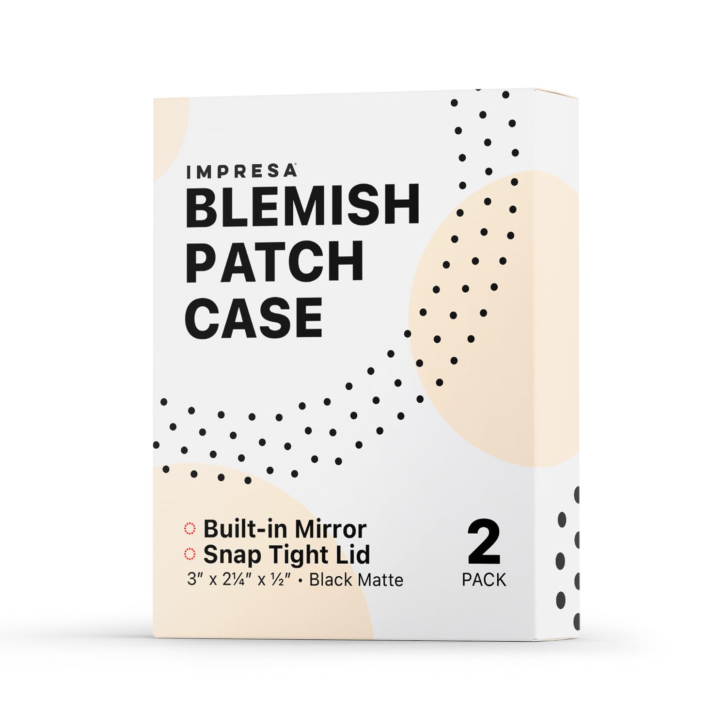 [2 Pack] Impresa Pimple Patch Case for Mighty Patch Acne Dots - Pimple Patches for Face Case with Mirror - Black Impresa Zit Stickers Case for Mighty Hero Pimple Patch - Acne Patches for Face Case