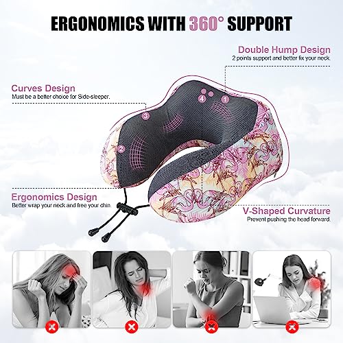 Cirorld Neck Pillow for Travel, Memory Foam Travel Pillow with Hood, Adult Airplane Pillow for Head Rest Neck Support, Portable Pillow for Office Cars Trains Long Flights Sleeping (Black)