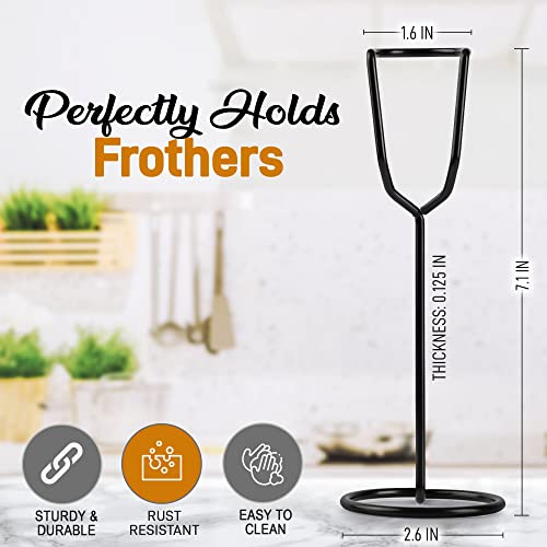 Zulay Kitchen Ultra Frother Stand for Milk Frothers - Heavy Duty, Premium Milk Frother Holder for Multiple Types of Handheld Frothers (Black)