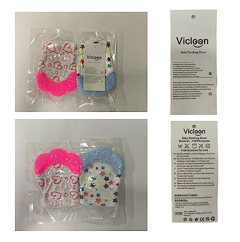 2Pack Silicone Teething Mitt, Soothing Infant Teething Mitten Pain Relief, Prevent Scratches Glove, Safe Silicone Teething Toys for 0-12 Months