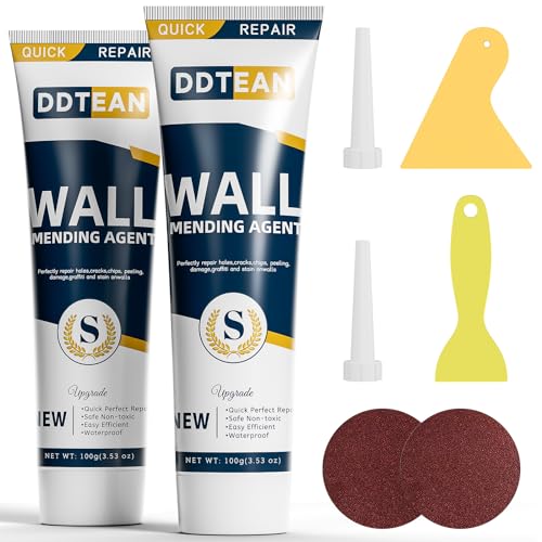 Drywall Repair Kit with Scraper, 2 Pack Spackle Wall Repair, Wall Mending Agent Easy to Fill The Holes for Home Wall, Plaster Dent Repair, Tools for Men Women, Wall Surface Hole Fill Quick