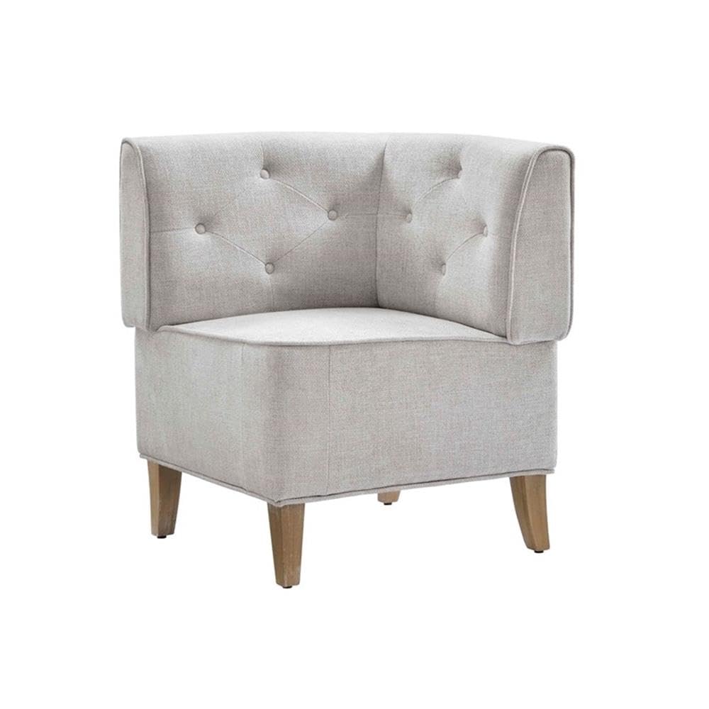 Powell Linon Hale Tufted Back Fully Upholstered Corner Nook Bench in Light Grey