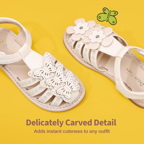 DREAM PAIRS Girls Sandals Closed-Toe Sandals with Interchangeable DIY Flower Dress Summer Shoes Toddler/Little Kid,Size 1 Little Kid,Pink,SDSD2310K