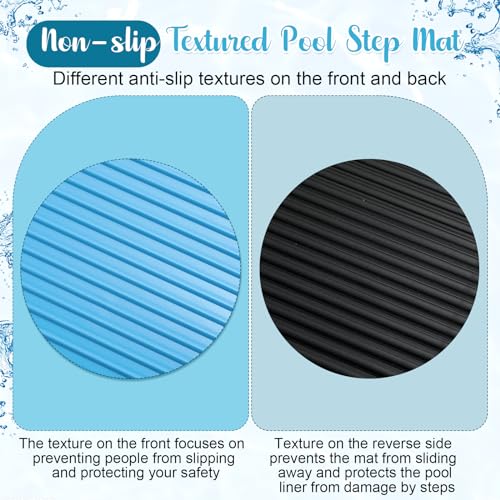 2 Rolls Swimming Pool Ladder Mat, Pool Ladder Pad Step with Non Slip Stripe Protective Pool Liner Pad for Above or Inground Pool(9 x 24 Inch)