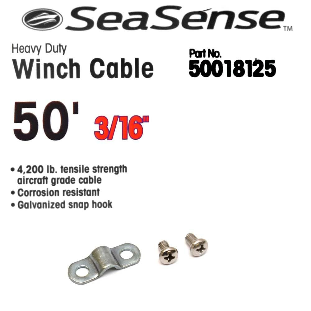 SeaSense 3/16" X 50' WINCH CABLE W/HOOK