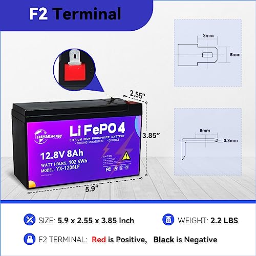 12V 8Ah Lithium Battery, 5000+ Deep Cycle LiFePO4 Battery with 10A BMS for Fish Finder, UPS System, Router, Kids Cars