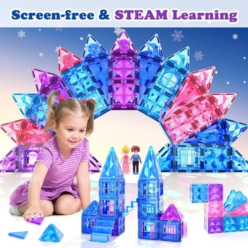 Diamond Magnetic Building Blocks - Frozen Princess Toys for 3-8 Year Old Girls & Boys - 3 4 5 6 Year Old Girl Birthday Xmas Present