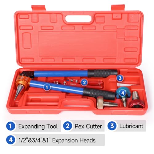 iCrimp Manual Expanding Tool Kit with Auto-Rotation Expansion Heads, Extendable Handle Expander Tool for 1/2,3/4&1 inch ProPEX,Wirsbo F1960 standard fittings