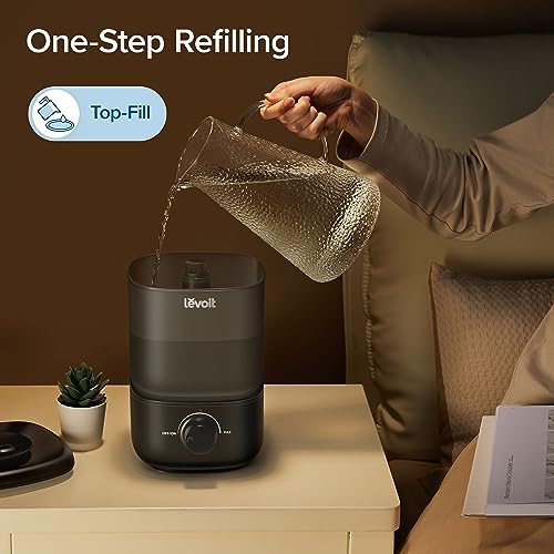 LEVOIT Classic 160 Top-Fill Ultrasonic Cool Mist Humidifier, Super Easy to Fill and Clean, Quiet Operation for Bedroom Home Baby & Plants, Auto Shut-off for Safety, 360° Rotating Nozzle, 2.5L, Black