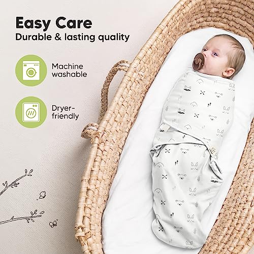 KeaBabies 3-Pack Organic Baby Swaddle Sleep Sacks - Newborn Swaddle Sack, Ergonomic Baby Swaddles 0-3 Months, Swaddles for Newborns,Baby Sleep Sack, Baby Swaddle Blanket Wrap,Baby Essentials(Nordic)