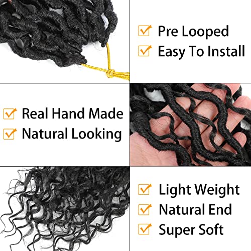 Goddess Locs Crochet Hair 14 Inch, 8 Packs Faux Locs Crochet Hair Pre Looped for Women, Boho Crochet Locs with Curly Ends (14 Inch 8 Packs, OT30#)