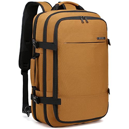 TUGUAN Travel Laptop Backpack 40L Large Computer Backpack 17 Inch with USB Charging Port for Men Expandable Backpacks Women, Brown - Suitable for Travel