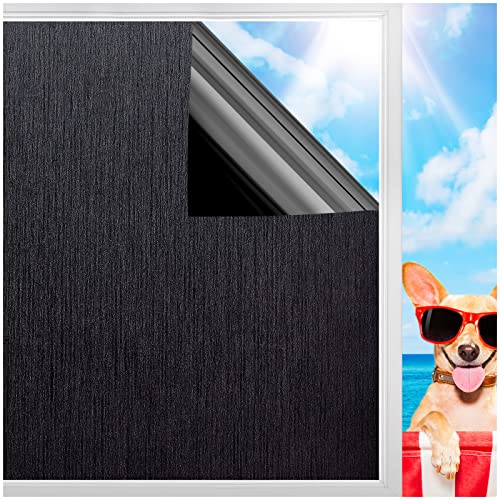 Coavas Blackout Window Film Light Blocking: 100% Black Out Window Thermal Film Static Cling Window Cover for Glass, Sun Blocking Dark Window Tint Stickers for Home Privacy No Glue, 11.8 x 78.7 Inch