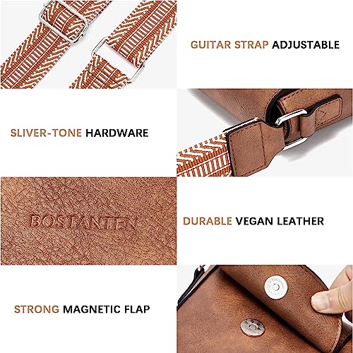 BOSTANTEN Small Crossbody Bags for Women Trendy Leather Phone Wallet Purses Handbags Adjustable Guitar Strap (D04-Grey)