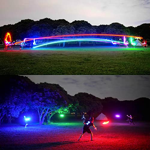 TOSY 16 Million Color Flying Disc - 36 RGB LEDs, Extremely Bright, Smart Modes, Countless Styles, Auto Light Up, Rechargeable, Perfect Birthday & Camping Gift for Men/Boys/Teens/Kids, 175g frisbees