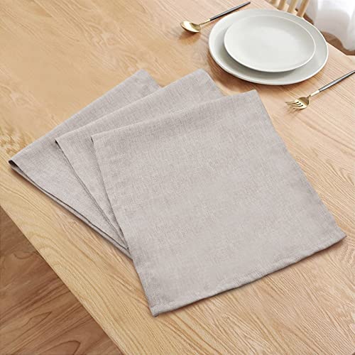 Hiasan Faux Linen Rectangle Tablecloth - Wrinkle and Stain Resistant Washable Table Cloth for Kitchen Dining Room Holiday Table Cover for Party Dinner, Beige, 70 x 140 Inch
