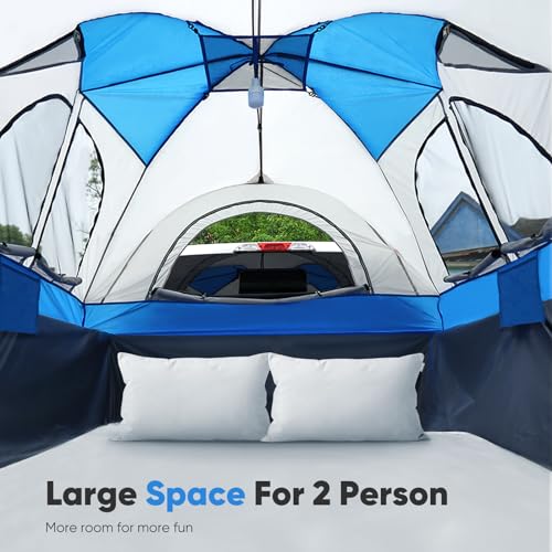 Quictent Pickup Truck Tent for Full Size Short Bed (5.5'-5.8'), Waterproof PU2000mm 2-Person Sleeping Capacity Truck Bed Tent with Removable Awning, Rainfly ＆ Storage Bag Included