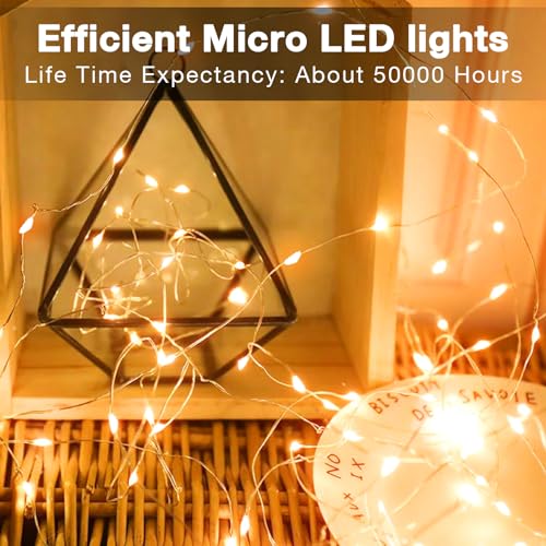 Olafus 16 Pack Fairy Lights Battery Operated, IP68 Waterproof Mini String Light, 7ft Small LED Bottle Light for Wedding Vase Centerpieces Table Decorations Christmas Indoor Party Jars Gift Cool White