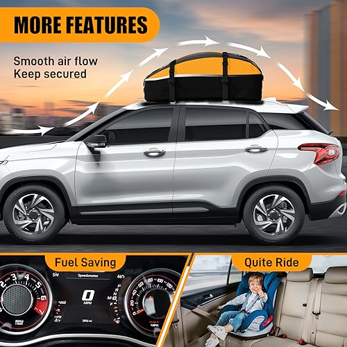 Car Rooftop Cargo Carrier Bag 20 Cubic Feet, 100% Waterproof Roof Bag Top Luggage Carrier for Any Vehicles with/Without Rack Cross Bar, Includes Anti-Slip Mat +4 Door Hooks +Storage Bag +Lock