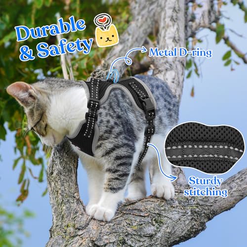 Supet Cat Harness and Leash for Walking Escape Proof, Adjustable Harness for Cats, Easy Control Small Cat Harness for Medium Large Kitten and Dogs (Lattice red, Small (Chest: 13.5" - 15.5"))