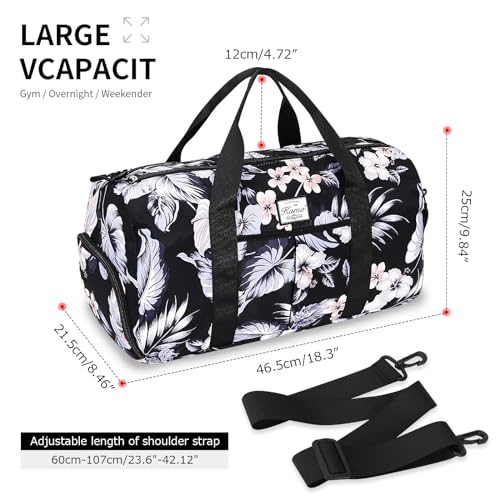 KAMO Travel Duffle Bag, Weekender Bags for Women with Shoe Compartment, Gym Bag for Women with Wet Pocket Workout Dance Tote Bag Personal Item Travel Bag with Trolley Sleeve