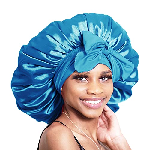 BONNET QUEEN Silk Bonnet for Sleeping Women Satin Bonnet Hair Bonnet Large Bonnet Night Sleep Cap for Curly Hair Braid Grey