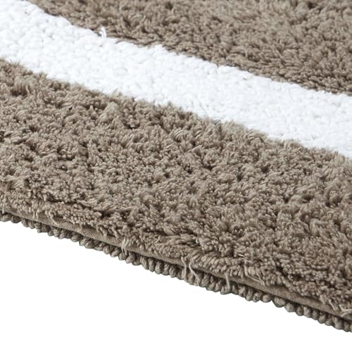 Better Trends 100% Cotton Hotel Collection Bath Mats, Sand & White Bath Mat - Tufted, Reversible & Absorbent & Machine Washable Bath Mats for Bathtubs, Rain Showers and Under The Sink, 21" x 34"