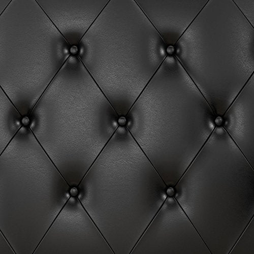 DHP Dakota Upholstered Platform Bed with Underbed Storage Drawers and Diamond Button Tufted Headboard and Footboard, No Box Spring Needed, Twin, Black Faux Leather
