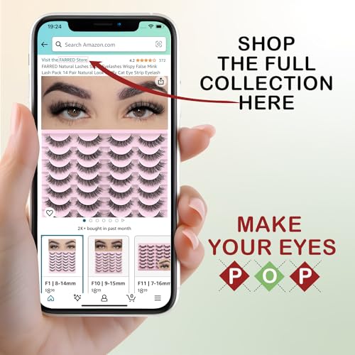 FARRED Cat Eye Lashes Natural False Eyelashes 14 Pairs Wispy Lashes Pack Short Strip Lash Fake Eyelash Mink Lashes Small Full pestañas Set (F21 | 8-14mm)